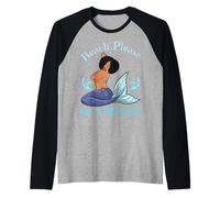 Beach Please I'm A Mermaid Sirènes Noires Amusantes pour Femmes et Filles Manche Raglan
