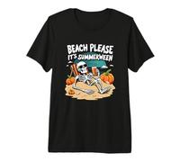 Beach Please Summerween Squelette Fantôme Plage Halloween T-Shirt Haut de Gamme