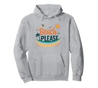 Beach Please: Tropical Summer Vibes Graphic, hawaïens Sweat à Capuche, Unisexe pour Adultes, Gris Chiné, XXL