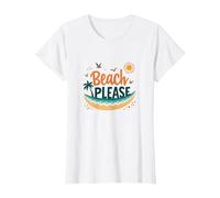 Beach Please: Tropical Summer Vibes Graphic, hawaïens T-Shirt, Femme, Blanc, L