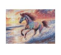 Beach Running Dream Cheval 300 Pièces Puzzle Collectionneur en Carton Haute Qualité Haute Difficulté Décoration Murale Oeuvre d'art Cadeau Noël Premium 300 PCS/40x28cm