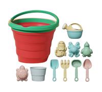 Beach Sand Toys, Sand Castle Play Set with Folding Fruit Bucket, Digging and Molding Game Kit for Kid Ages 3+, Outdoor Fun for Garden Camping Backyard Vacation Beaches Use 7.87x7.87in