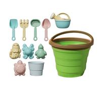 Beach Sand Toys, Sand Castle Play Set with Folding Fruit Bucket, Digging and Molding Game Kit for Kid Ages 3+, Outdoor Fun for Garden Camping Backyard Vacation Beaches Use 7.87x7.87in