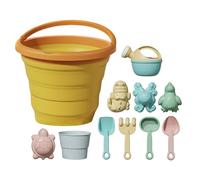 Beach Sand Toys, Sand Castle Play Set with Folding Fruit Bucket, Digging and Molding Game Kit for Kid Ages 3+, Outdoor Fun for Garden Camping Backyard Vacation Beaches Use 7.87x7.87in