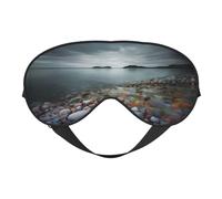 Beach Stone Print Masque pour les Yeux Doux - Ombre Nuit Élastique Anti-Lumière Bandeau pour les Yeux pour Avion Yoga Voyage