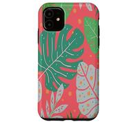 Beach Summer Tree Tropical Green and Pink Palm Leaves Design Coque pour iPhone 11