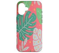 Beach Summer Tree Tropical Green and Pink Palm Leaves Design Coque pour iPhone 16