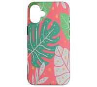 Beach Summer Tree Tropical Green and Pink Palm Leaves Design Coque pour iPhone 16 Plus
