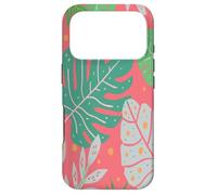 Beach Summer Tree Tropical Green and Pink Palm Leaves Design Coque pour iPhone 17 Pro