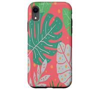 Beach Summer Tree Tropical Green and Pink Palm Leaves Design Coque pour iPhone XR