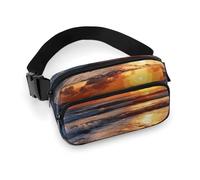 Beach Sunrise Sac banane pour homme et femme avec sangle réglable pour voyage, sport, randonnée, lever du soleil sur la plage, 20 x 13 cm, lever du soleil sur la plage, 20 x 13 cm, sac banane, Plage