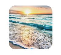 Beach Sunset Ocean Waves Print Leather Coasters Set de 4, Café Thé Coasters, Quatre Formes au Choix