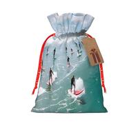 Beach Surf - Pochettes réutilisables en toile de jute avec cordon de serrage - Emballage en vrac pour mariage, fête de Noël.