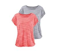 BEACH TIME T-shirt gris chiné / rose chiné, Taille XS