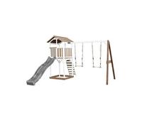 AXI Beach Tower Aire de Jeux avec Toboggan en Gris, 2 Balançoires & Bac à Sable | Grande Maison Enfant extérieur en Marron & Blanc | Cabane de Jeu en Bois FSC