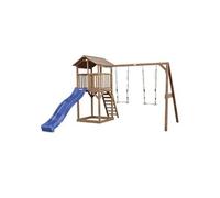 Beach Tower avec Balancoire Double Marron Bleu Toboggan