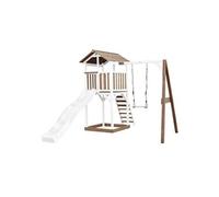 AXI Cabane de jeu Beach Tower – Toboggan blanc, balançoire & bac à sable – Marron/Blanc – Bois FSC