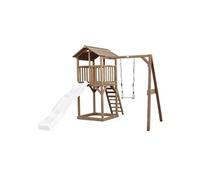 Beach Tower avec Balancoire Simple Marron Toboggan Blanc