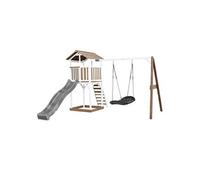 Beach Tower avec Nid Roxy Balancoire Marron Blanc Toboggan Gris
