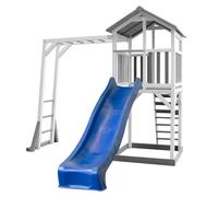 AXI Beach Tower Aire de Jeux avec Toboggan en bleu, Cadre d'escalade & Bac à Sable | Grande Maison enfant extérieur en Gris & Blanc | Cabane de Jeu en Bois FSC