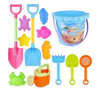 Beach Toy Kit | Thirteen Piece ABS Bucket Watering Can Shovel Rake Sandbox Accessories Lightweight Durable | Children Boys Girls Castle Building Splash Activities Interactive Creativity Development |