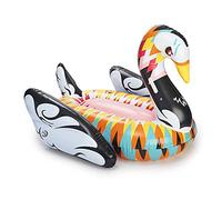 Beach Toy ® - Matelas Bouée Gonflable Géante Cygne Multicolore,Adultes et Enfants, 2-3 pers, Taille XL: 190 X 190 X 130 cm