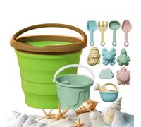 Beach Toys Set - Foldable Fruit Bucket Mold Playset, Colorful Sand Play Kit, Rake Shovel Tools | Creative kid Castle Gear, Children Yard Travel Family Vacation Outdoor Seaside Activities Amusement