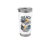 Beach Vibes Only Retro Surf Sunset Palm Tree Wave Gobelet isotherme en acier inoxydable double paroi