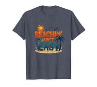 Beachin' Ain't Easy - Citation de Vacances Tropicales Amusantes pour l'été T-Shirt, Homme, Bleu Chiné, L