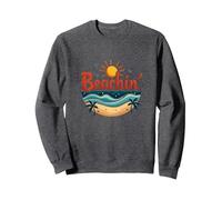 Beachin' Summer Vibes Tropical Paradise Sweatshirt, Unisexe pour Adultes, Chiné Foncé, S