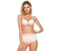 Beachkini Ange Filles Maillot de Bain sirène Coquille dégradé Couleur Bikinis Robe Maillots de Bain,White Red,L