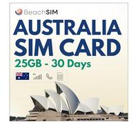 BeachSIM Carte SIM Australie prépayée 30 Days, 25 GB & nationales et internationales Telephony