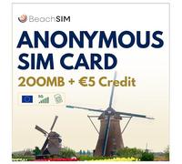 BeachSIM Pays-Bas Carte SIM prépayée Anonyme Hollande Lebara (200MB & 5 EUR)