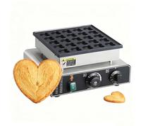 Beachtiful Mini crêpière, gaufrier hollandais 25 pièces, Gril à poffertjes en Acier Inoxydable antiadhésif, Machine à dorayaki électrique Commerciale, contrôle de la température et du Temps Heart