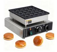 Beachtiful Mini crêpière, gaufrier hollandais 25 pièces, Gril à poffertjes en Acier Inoxydable antiadhésif, Machine à dorayaki électrique Commerciale, contrôle de la température et du Temps Round