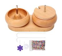 Bead Spinner for Jewelry Making | Polished Wood Bowl with Cover & Metal Shaft | Stable Oval Base Bead Loader for Bracelets/Necklaces