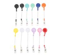 Beadable Retractable Badge Reel Holder, 12 Pack Customizable Name Tag Clip with Plastic and Iron Construction Easy Assembly for School Hospital Teachers Nurses ID Cards Keys