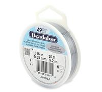 Beadalon 0,38 mm x 9,2 m Bobine de Fil 49 brins Argenté satiné