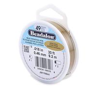Beadalon 0,46 mm de diamètre 9.2 m de Fil de Bobine de Fil 49 brins, Doré satiné