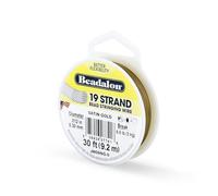 Beadalon Fil de cordage perle 19 brins – 0 cm – Doré satiné – mètres