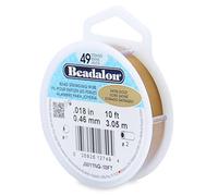 Beadalon 49 brins Billes en Acier Inoxydable Fil de Cordage, Doré satiné, 10 '