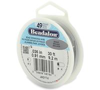 Beadalon 49 Strand Stainless Steel Bead Stringing Wire .036 in (0.91 mm) Bright 30 ft (9.2 m) JW21T-0-1P by