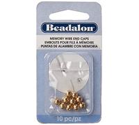 Beadalon 5 mm-Lot de 10 Embouts pour Fils à mémoire de Forme Ronde en plaqué Or