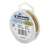 Beadalon 9,2 m x 0,61 mm Bobine de Fil 49 brins Doré satiné