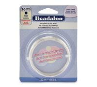 Beadalon – Fil d'emballage style allemand – rond, plaqué argent, calibre 26 – 20 m