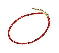 Beaded Necklace for Women Girls Crystal Beaded Necklace Handmade Natural Faceted Spinel Necklace Statement Trendy Jewelry Gift - Red