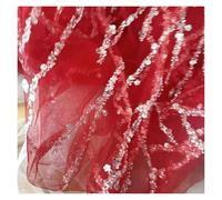 Beaded Sequin Stripe Wedding Dress, Sewing Fabric, 15 Colors, Pink, Green, Grey, Red, White(Red)