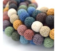 Beadlanta | Perles de lave rondes multicolores de 6 mm pour la fabrication de bijoux | Perles de lave arc-en-ciel | Pierre semi-précieuse | Pierre de dragon | Perles naturelles pour la fabrication de