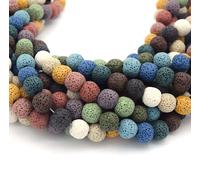 Beadlanta | Perles de lave rondes multicolores de 6 mm pour la fabrication de bijoux | Perles de lave arc-en-ciel | Pierre semi-précieuse | Pierre de dragon | Perles naturelles pour la fabrication de