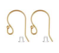 BEADNOVA Crochets de boucles d'oreilles en or 14 carats avec fermoirs en caoutchouc pour la fabrication de bijoux (4 fils d'oreilles et 4 fermoirs de boucles d'oreilles, 8 pièces au total)